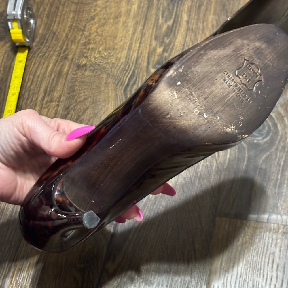 Stuart Weitzman Tortoise Shell Patten Leather Hee… - image 7